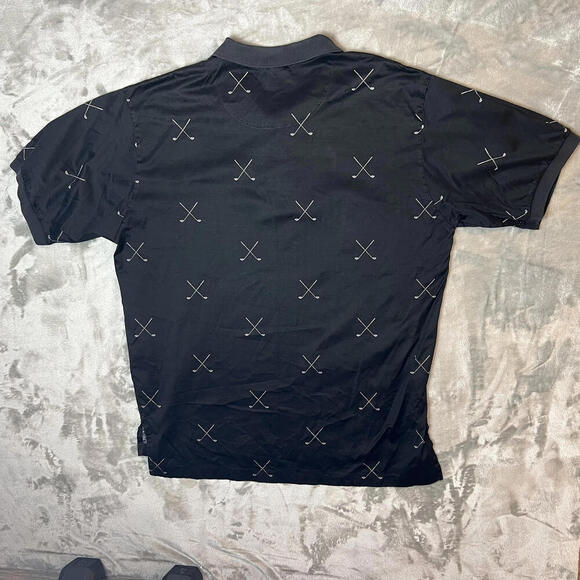 VTG POLO GOLF RALPH LAUREN Men L Black Golf Club Allover Print Polo Shirt AOP - Picture 6 of 6